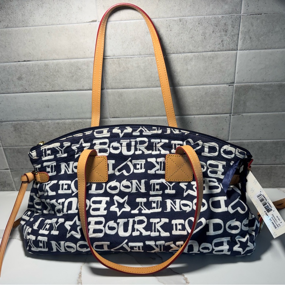 Dooney & Bourke Duffel Travel Bag, Signature Monogram Blue and White
